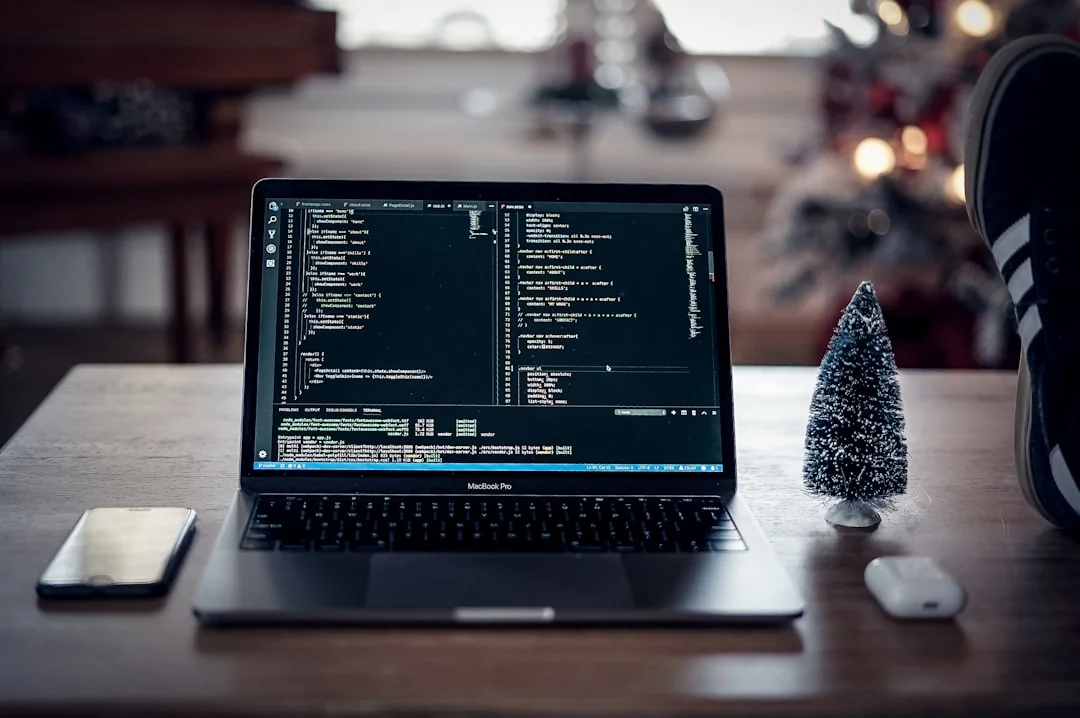 A person using a laptop to browse stock photo websites. Freelancing work in a cozy setting.